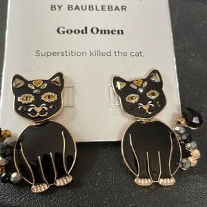 BaubleBar Black Cat Earrings